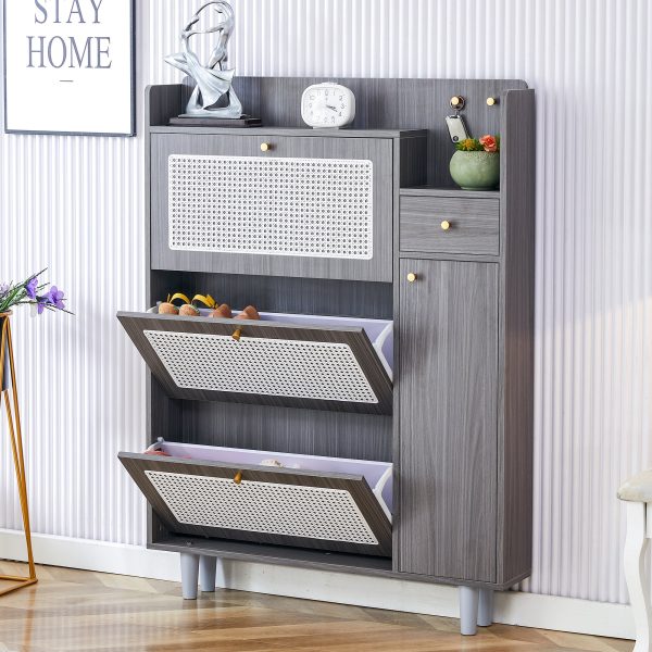 Walker Edison | Rattan Modern Minimalist Entryway Storage Cabinet Fashion