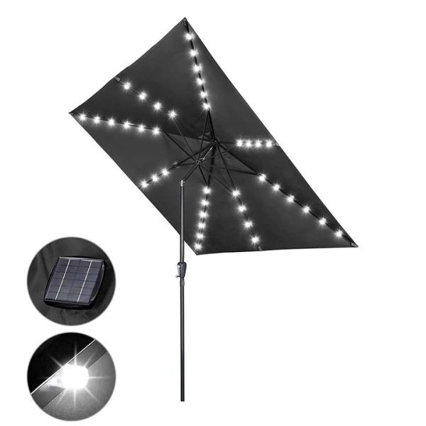 Yescom 10x10 Ft LED Light Patio Umbrella Solar Power 8-Rib Tilt Aluminum for Outdoor Yard Table Poolside, USB Port Cheap