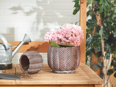 Cement Flower Pot Set - Deco Leaf on Sale