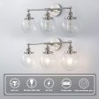 Nickel Bathroom Vanity Lights Fixtures with Switch, 3-Light Brushed Modern Industrial Style, 5.9   HandBlown Frosted Glass Globe Shade Online Sale