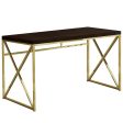 Computer Desk - 48 L   Cappuccino   Gold Metal Base For Cheap