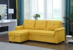 RITSU L-Shape Reversible Linen Fabric Sleeper Sectional Sofa Discount