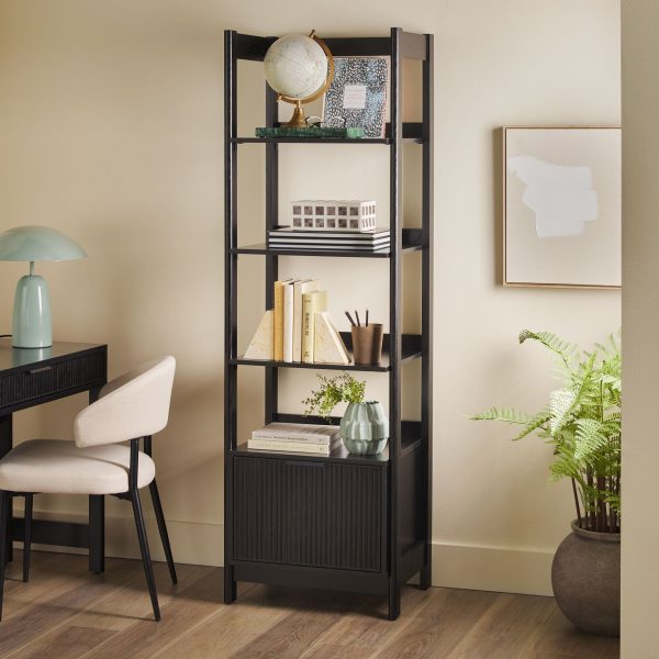 Holmes Modern Scandinavian Reeded Bookshelf Online now