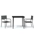 3 Piece Patio Dining Set Gray | Outdoor Furniture | Garden Chairs | Glass Tabletop For Sale