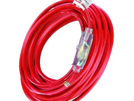 Outdoor 100 ft. L Red Extension Cord 12 3 SJTOW Fashion