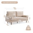 69 Inch Wide Upholstered Two Cushion Sofa with Bolster Pillows-Beige Cheap