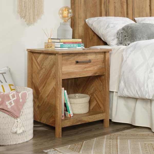 Cannery Bridge Night Stand - Stylish Bedside Table with Storage Drawer and Open Shelf For Sale