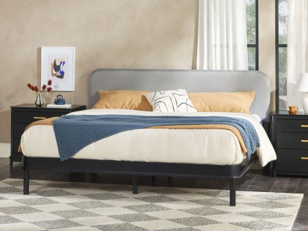 Annette Contemporary Upholstered Headboard Curved Wood Bed Frame For Cheap