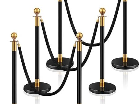 Stainless Steel Stanchion Post Queue 5 ft Red, 6 Pieces, Black, Gold Online Hot Sale