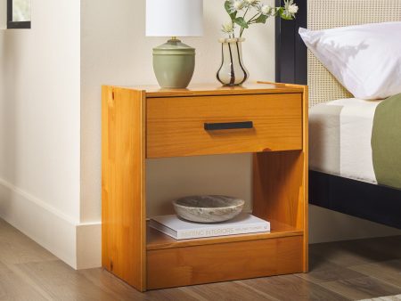 Declan 1-Drawer Solid Wood Nightstand With Handles Discount