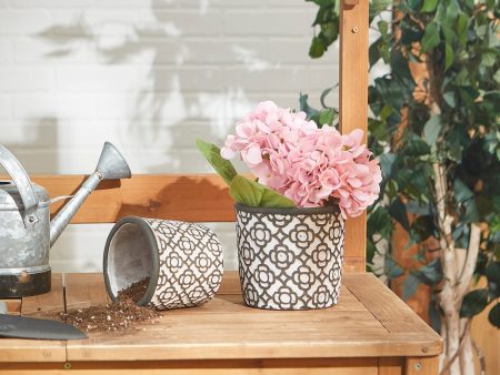 Cement Flower Pot Set - Dark Gray Lattice Design Online