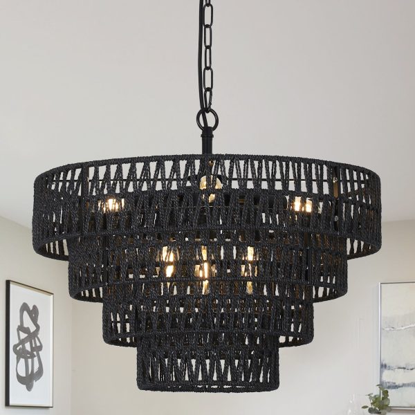 Walker Edison | Boho 6-Light Rattan Chandelier Cheap