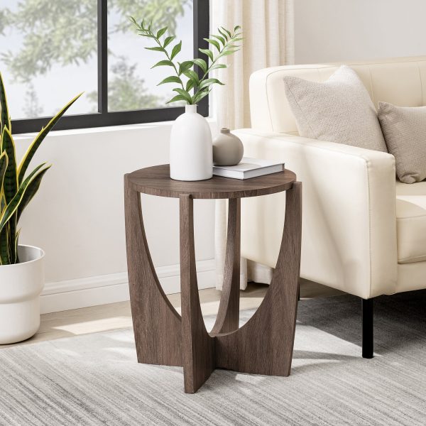 Luna 19  Round Side Table with Open Crossed Arch Base on Sale