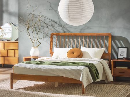 Cama Mid-Century Modern Solid Wood Spindle Bedframe Online now