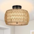 Walker Edison | Boho Rattan Flush Mount Ceiling Light Online Sale