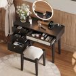 Walker Edison | Bohemian Style Wooden Makeup Vanity Set For Sale