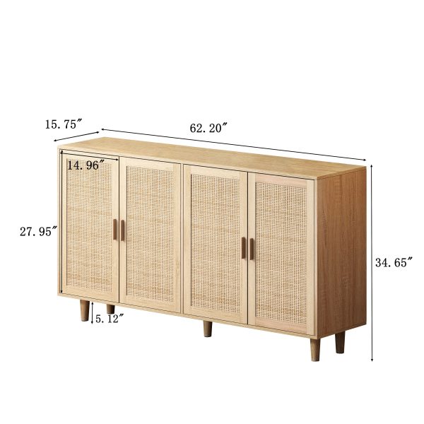 Walker Edison | Modern 4-Door Rattan Storage Sideboard TV Stand Discount