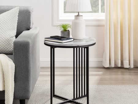 Vulcan Minimalist Metal Slatted Side Table Sale