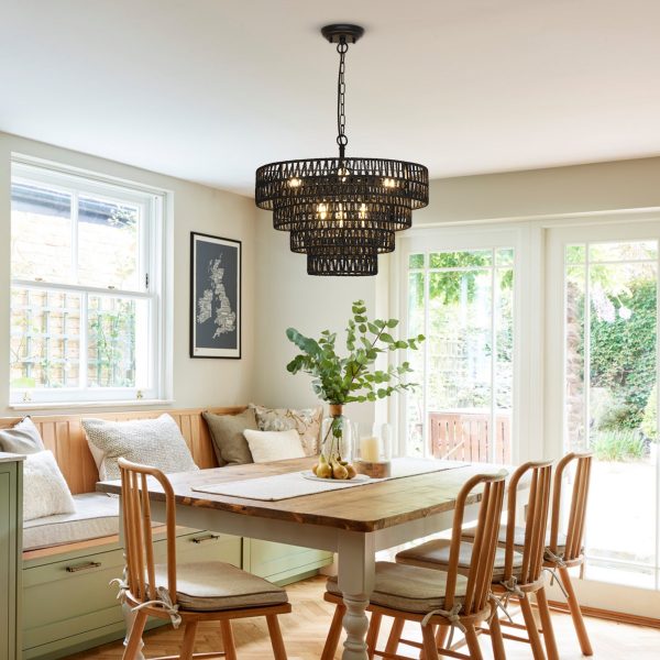 Walker Edison | Boho 6-Light Rattan Chandelier Cheap