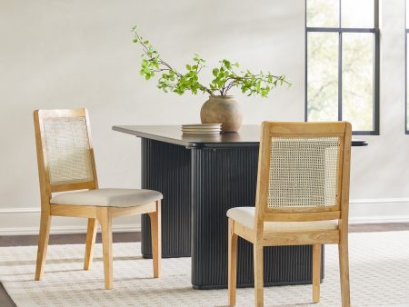 Catalina Solid Wood Dining Chair with Rattan Inset Back, Set of 2 Fashion