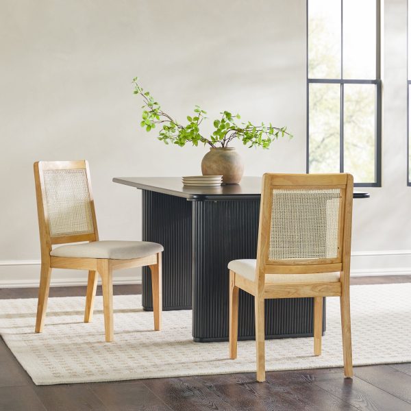 Catalina Solid Wood Dining Chair with Rattan Inset Back, Set of 2 Fashion