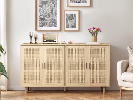 Walker Edison | Modern 4-Door Rattan Storage Sideboard TV Stand Discount