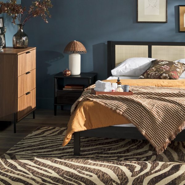 Yasmina Solid Wood Rattan Paneled Platform Bed (Queen or King) on Sale