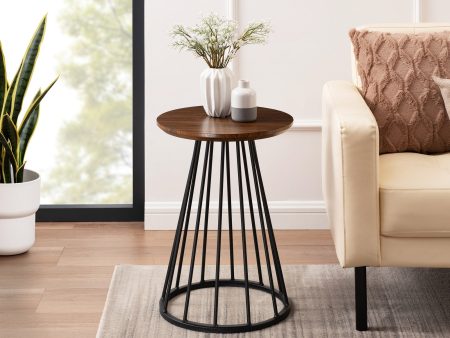 Vivian 16  Modern Side Table with Metal Caged Base Fashion