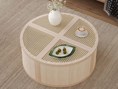 Walker Edison | Modular Round to Square Rattan Coffee Table Discount