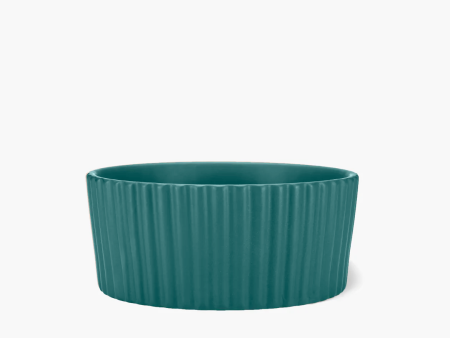 Ripple Dog Food and Water Ceramic Bowl, Teal For Sale