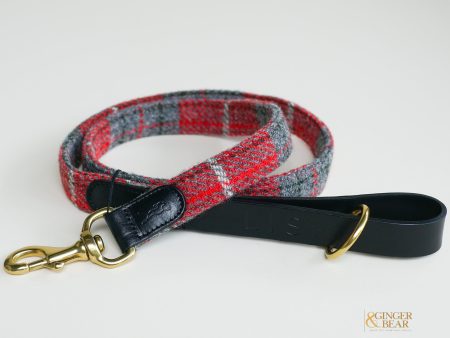 LISH Hanbury Red Tartan Harris Tweed Dog Lead For Cheap