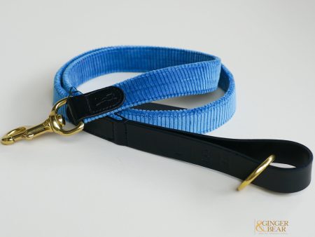 LISH Arnold Blue Wide Wale Corduroy Dog Lead Sale