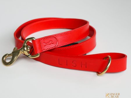 LISH Coopers Cherry Red Italian Leather Dog Lead For Discount