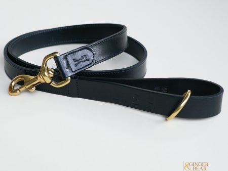 LISH Coopers Black Luxe Italian Leather Dog Lead Cheap