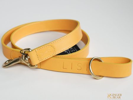 LISH Coopers Lemon Yellow Italian Leather Dog Lead For Discount