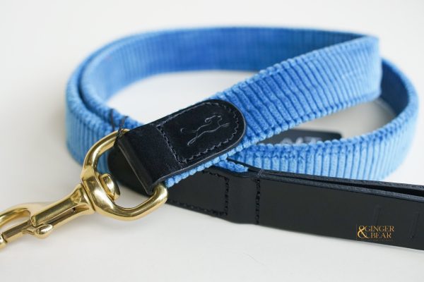 LISH Arnold Blue Wide Wale Corduroy Dog Lead Sale