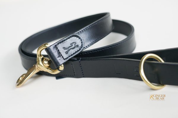 LISH Coopers Black Luxe Italian Leather Dog Lead Cheap