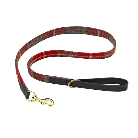 LISH Hanbury Red Tartan Harris Tweed Dog Lead For Cheap